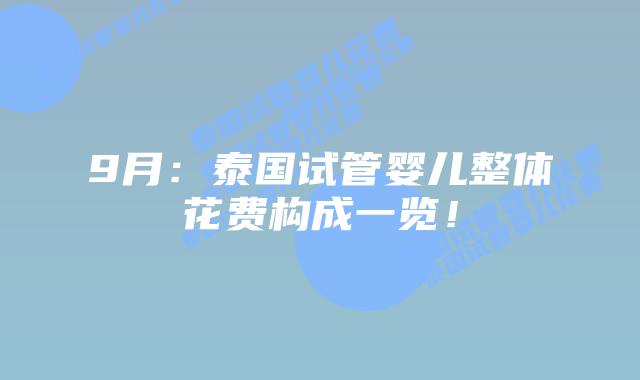 9月:泰国试管婴儿整体花费构成一览!插图 9月:泰国试管婴儿整体花费构成一览!