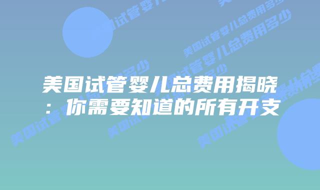 美国试管婴儿总费用揭晓:你需要知道的所有开支插图 美国试管婴儿总费用揭晓:你需要知道的所有开支