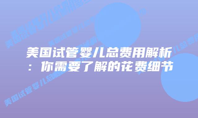 美国试管婴儿总费用解析:你需要了解的花费细节插图 美国试管婴儿总费用解析:你需要了解的花费细节