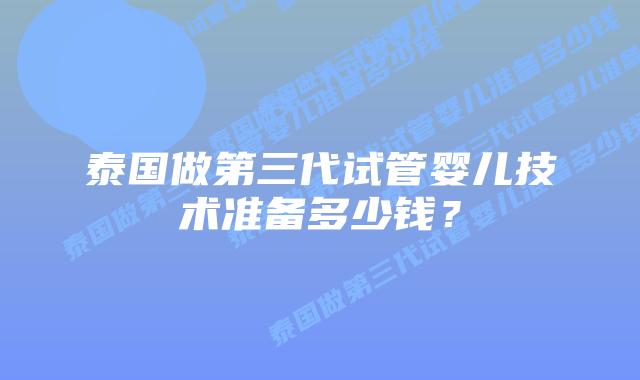 泰国做第三代试管婴儿技术准备多少钱?插图 泰国做第三代试管婴儿技术准备多少钱?