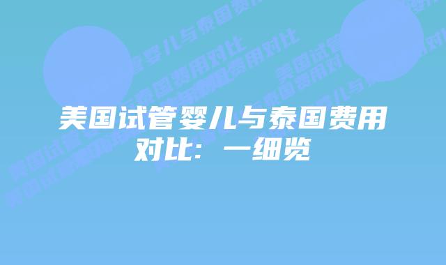 美国试管婴儿与泰国费用对比: 一细览插图 美国试管婴儿与泰国费用对比: 一细览