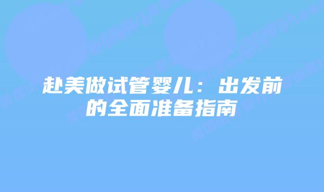 赴美做试管婴儿:出发前的全面准备指南插图 赴美做试管婴儿:出发前的全面准备指南