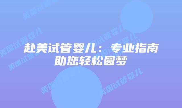 赴美试管婴儿：专业指南助您轻松圆梦