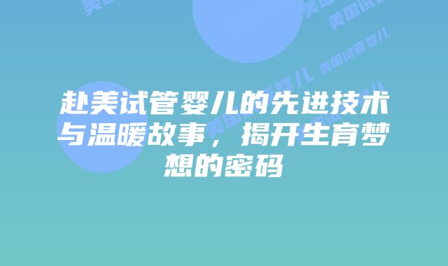 赴美试管婴儿的先进技术与温暖故事,揭开生育梦想的密码插图 赴美试管婴儿的先进技术与温暖故事,揭开生育梦想的密码
