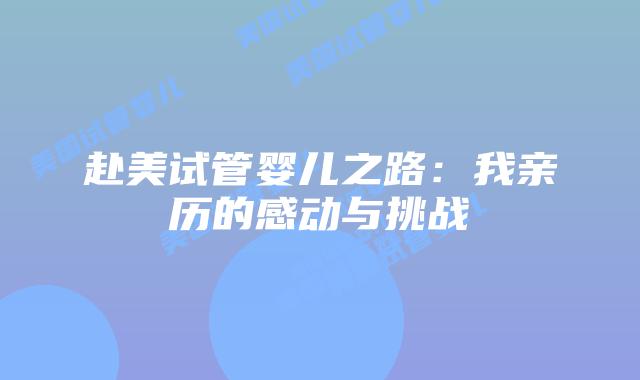 赴美试管婴儿之路:我亲历的感动与挑战插图 赴美试管婴儿之路:我亲历的感动与挑战
