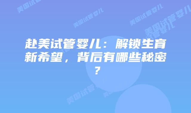 赴美试管婴儿:解锁生育新希望,背后有哪些秘密?插图 赴美试管婴儿:解锁生育新希望,背后有哪些秘密?