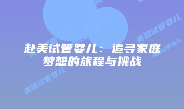 赴美试管婴儿:追寻家庭梦想的旅程与挑战插图 赴美试管婴儿:追寻家庭梦想的旅程与挑战