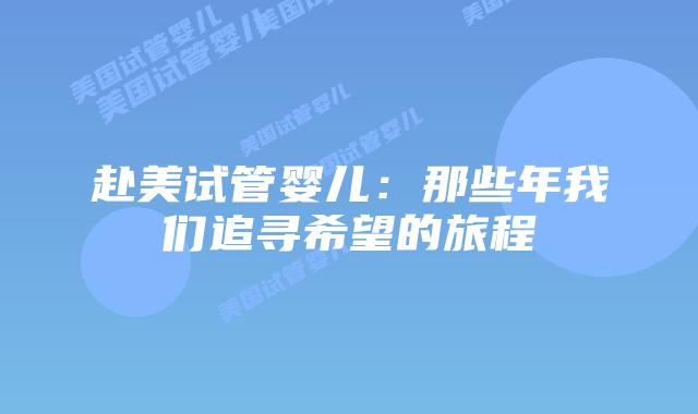 赴美试管婴儿:那些年我们追寻希望的旅程插图 赴美试管婴儿:那些年我们追寻希望的旅程