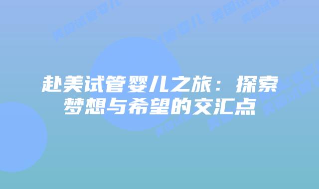 赴美试管婴儿之旅:探索梦想与希望的交汇点插图 赴美试管婴儿之旅:探索梦想与希望的交汇点