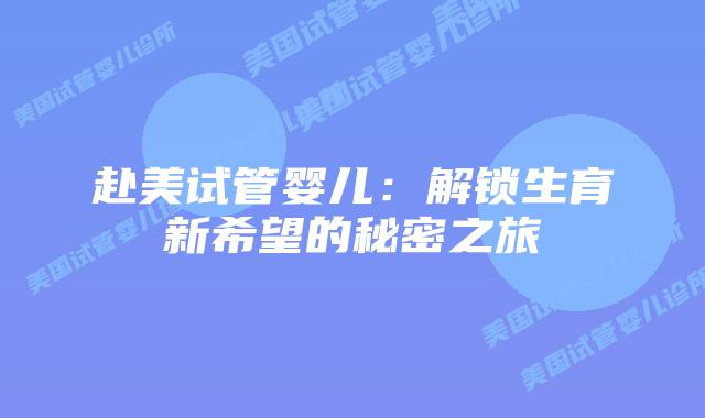 赴美试管婴儿:解锁生育新希望的秘密之旅插图 赴美试管婴儿:解锁生育新希望的秘密之旅
