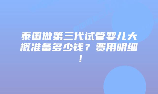 泰国做第三代试管婴儿大概准备多少钱?费用明细!插图 泰国做第三代试管婴儿大概准备多少钱?费用明细!