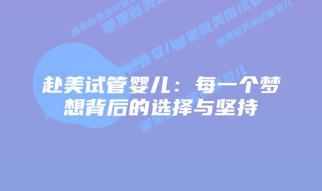 赴美试管婴儿：每一个梦想背后的选择与坚持