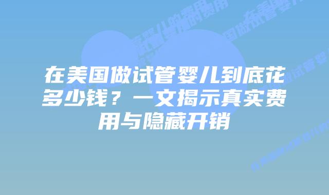在美国做试管婴儿到底花多少钱?一文揭示真实费用与隐藏开销插图 在美国做试管婴儿到底花多少钱?一文揭示真实费用与隐藏开销
