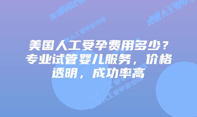 美国人工受孕费用多少？专业试管婴儿服务，价格透明，成功率高