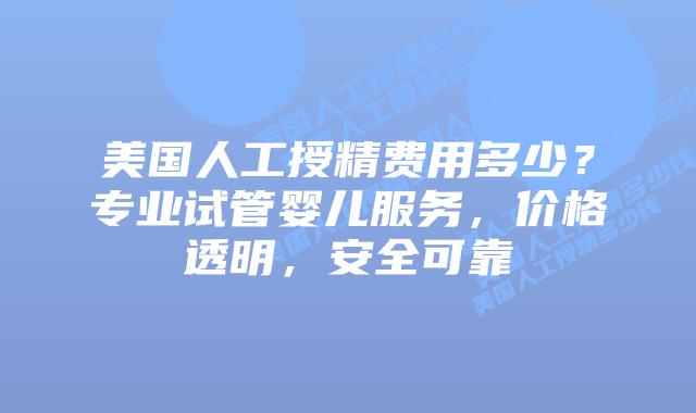 美国人工授精费用多少？专业试管婴儿服务，价格透明，安全可靠