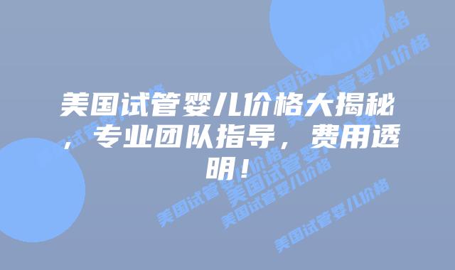 美国试管婴儿价格大揭秘,专业团队指导,费用透明!插图 美国试管婴儿价格大揭秘,专业团队指导,费用透明!