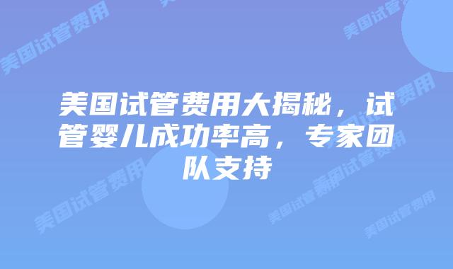 美国试管费用大揭秘，试管婴儿成功率高，专家团队支持