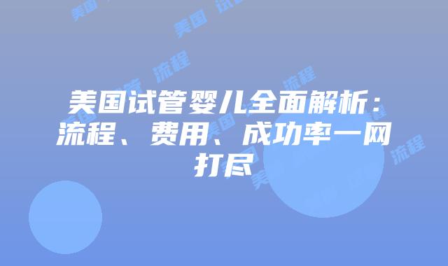美国试管婴儿全面解析：流程、费用、成功率一网打尽