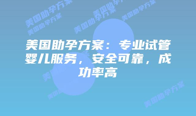 美国助孕方案：专业试管婴儿服务，安全可靠，成功率高