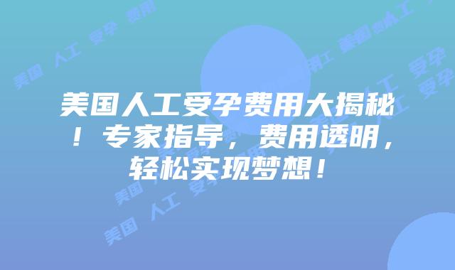 美国人工受孕费用大揭秘!专家指导,费用透明,轻松实现梦想!插图 美国人工受孕费用大揭秘!专家指导,费用透明,轻松实现梦想!