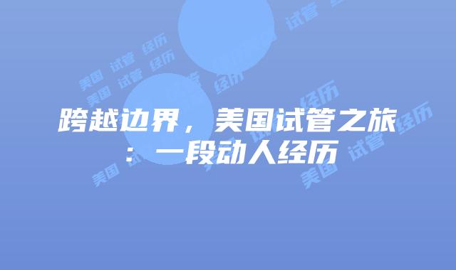 跨越边界,美国试管之旅:一段动人经历插图 跨越边界,美国试管之旅:一段动人经历