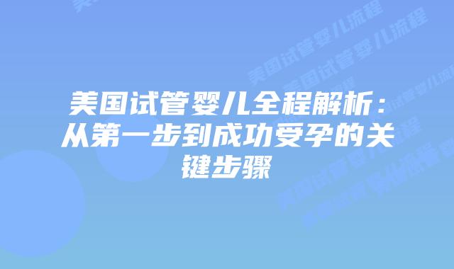 美国试管婴儿全程解析:从第一步到成功受孕的关键步骤插图 美国试管婴儿全程解析:从第一步到成功受孕的关键步骤