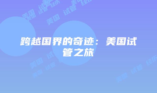 跨越国界的奇迹:美国试管之旅插图 跨越国界的奇迹:美国试管之旅