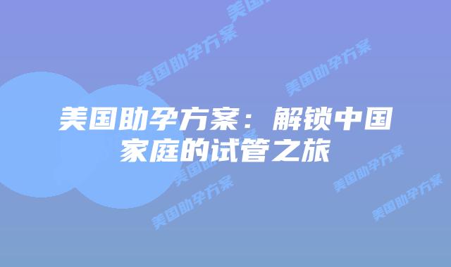 美国助孕方案：解锁中国家庭的试管之旅