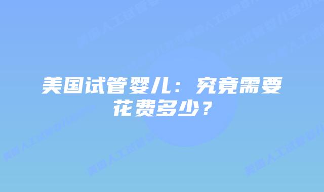 美国试管婴儿：究竟需要花费多少？