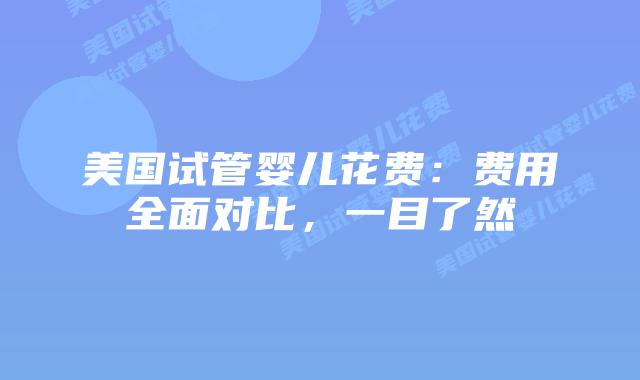 美国试管婴儿花费：费用全面对比，一目了然