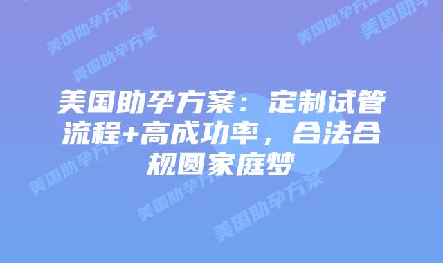 美国助孕方案:定制试管流程+高成功率,合法合规圆家庭梦插图 美国助孕方案:定制试管流程+高成功率,合法合规圆家庭梦