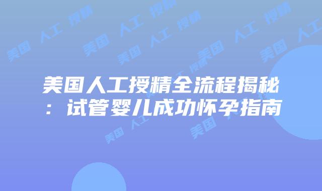 美国人工授精全流程揭秘:试管婴儿成功怀孕指南插图 美国人工授精全流程揭秘:试管婴儿成功怀孕指南