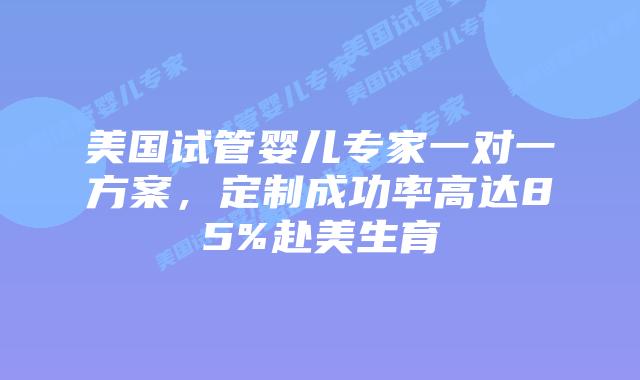 美国试管婴儿专家一对一方案，定制成功率高达85%赴美生育
