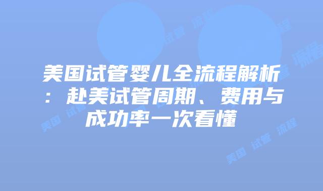 美国试管婴儿全流程解析：赴美试管周期、费用与成功率一次看懂