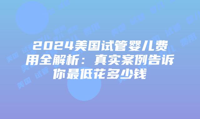2024美国试管婴儿费用全解析：真实案例告诉你最低花多少钱