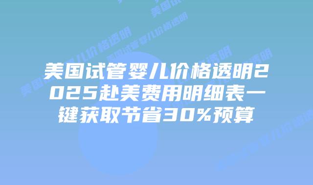 美国试管婴儿价格透明2025赴美费用明细表一键获取节省30%预算插图 美国试管婴儿价格透明2025赴美费用明细表一键获取节省30%预算