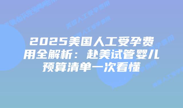 2025美国人工受孕费用全解析:赴美试管婴儿预算清单一次看懂插图 2025美国人工受孕费用全解析:赴美试管婴儿预算清单一次看懂