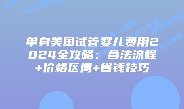 单身美国试管婴儿费用2024全攻略：合法流程+价格区间+省钱技巧