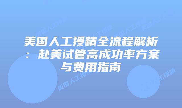 美国人工授精全流程解析：赴美试管高成功率方案与费用指南