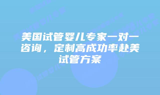 美国试管婴儿专家一对一咨询，定制高成功率赴美试管方案