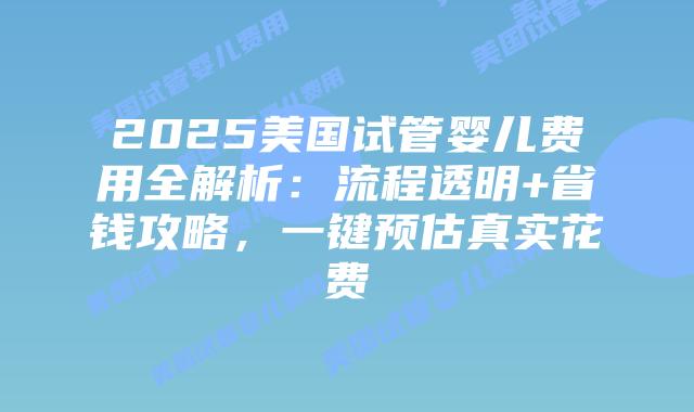 2025美国试管婴儿费用全解析:流程透明+省钱攻略,一键预估真实花费插图 2025美国试管婴儿费用全解析:流程透明+省钱攻略,一键预估真实花费