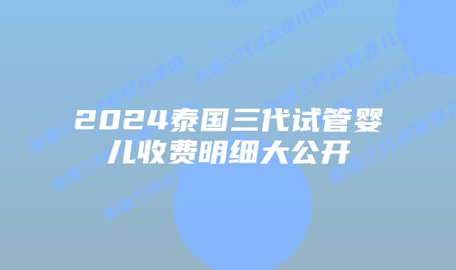 2024泰国三代试管婴儿收费明细大公开