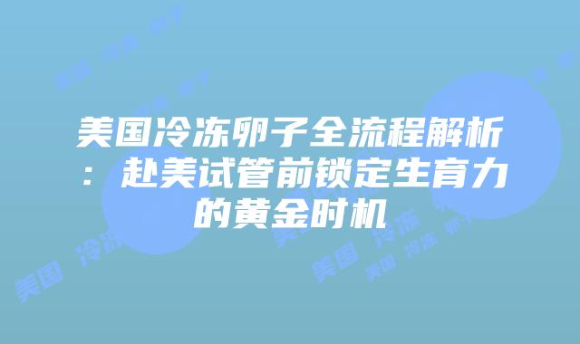 美国冷冻卵子全流程解析：赴美试管前锁定生育力的黄金时机
