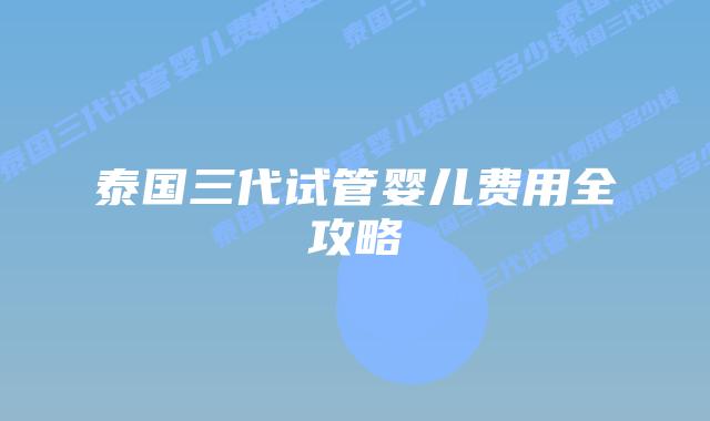 泰国三代试管婴儿费用全攻略插图 泰国三代试管婴儿费用全攻略