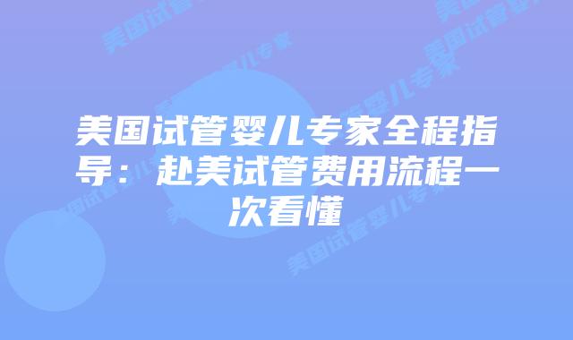 美国试管婴儿专家全程指导：赴美试管费用流程一次看懂