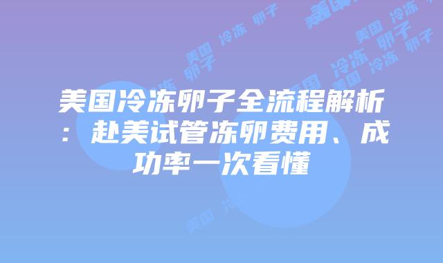 美国冷冻卵子全流程解析：赴美试管冻卵费用、成功率一次看懂