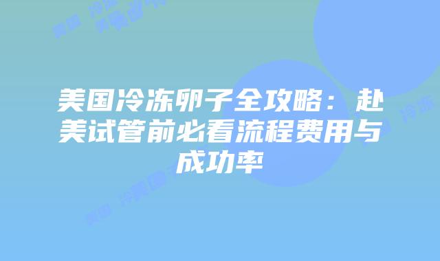美国冷冻卵子全攻略：赴美试管前必看流程费用与成功率