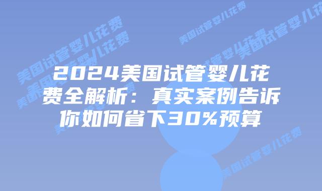 2024美国试管婴儿花费全解析：真实案例告诉你如何省下30%预算