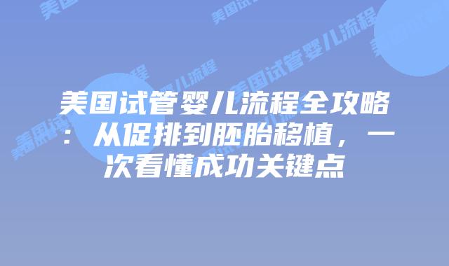 美国试管婴儿流程全攻略：从促排到胚胎移植，一次看懂成功关键点