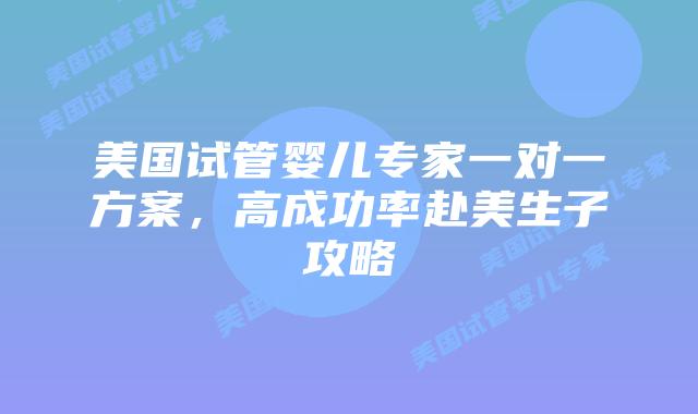 美国试管婴儿专家一对一方案，高成功率赴美生子攻略